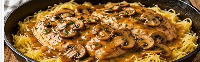 Chicken Marsala over Squash